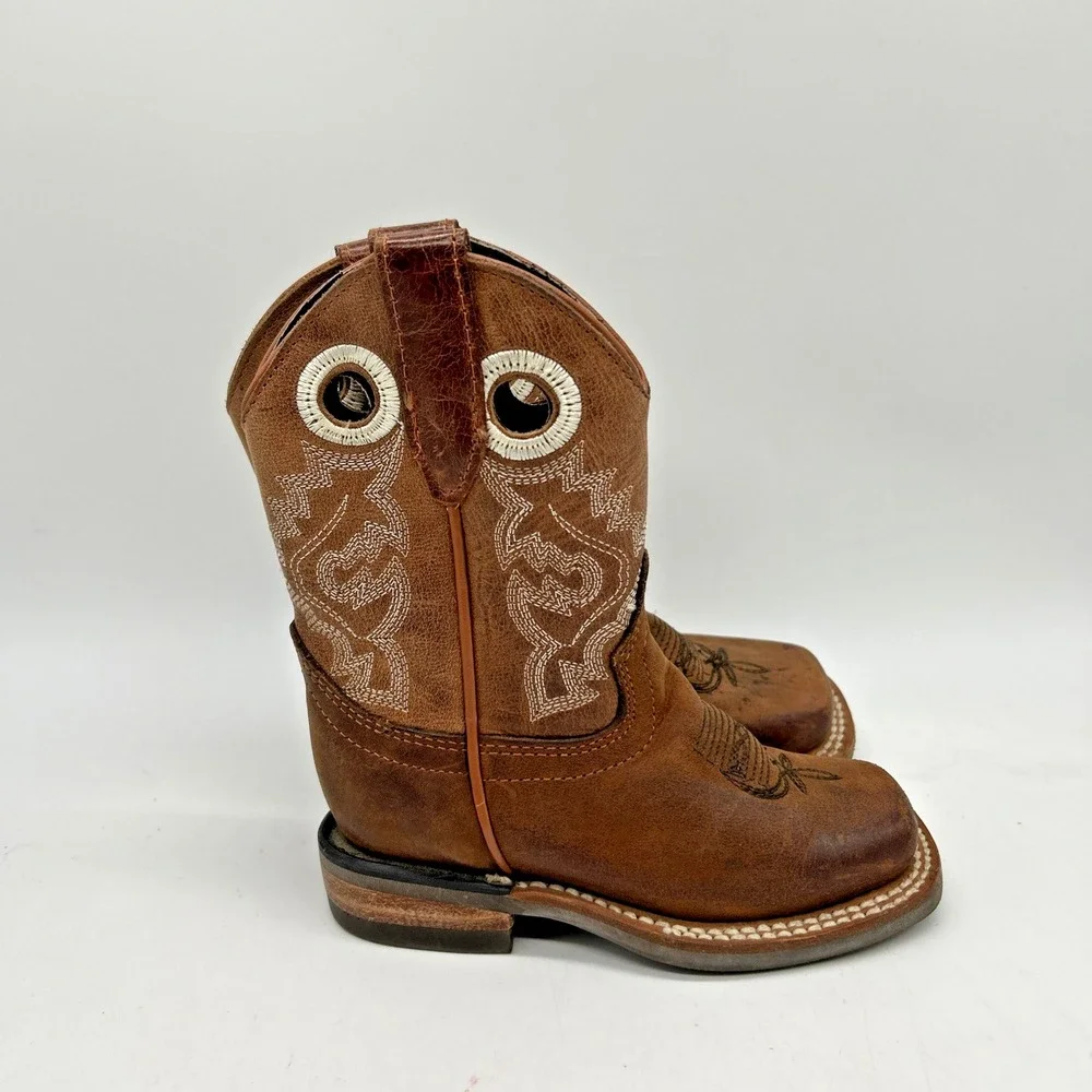 Veretta Boots Kids‎ Size 15 Western Leather Brown Embroidered Cowboy Kidcore
